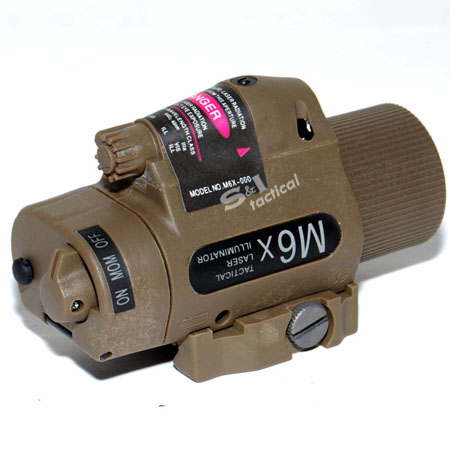 M6X Red Laser & Illuminator Flashlight IN TAN w Led&Xenon Bulbs